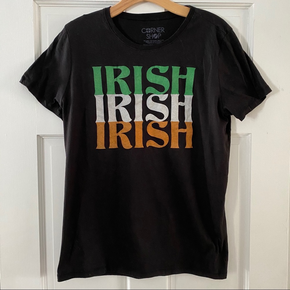 IRISH Black T-Shirt St. Patrick’s Day Paddy’s Large Green Orange
